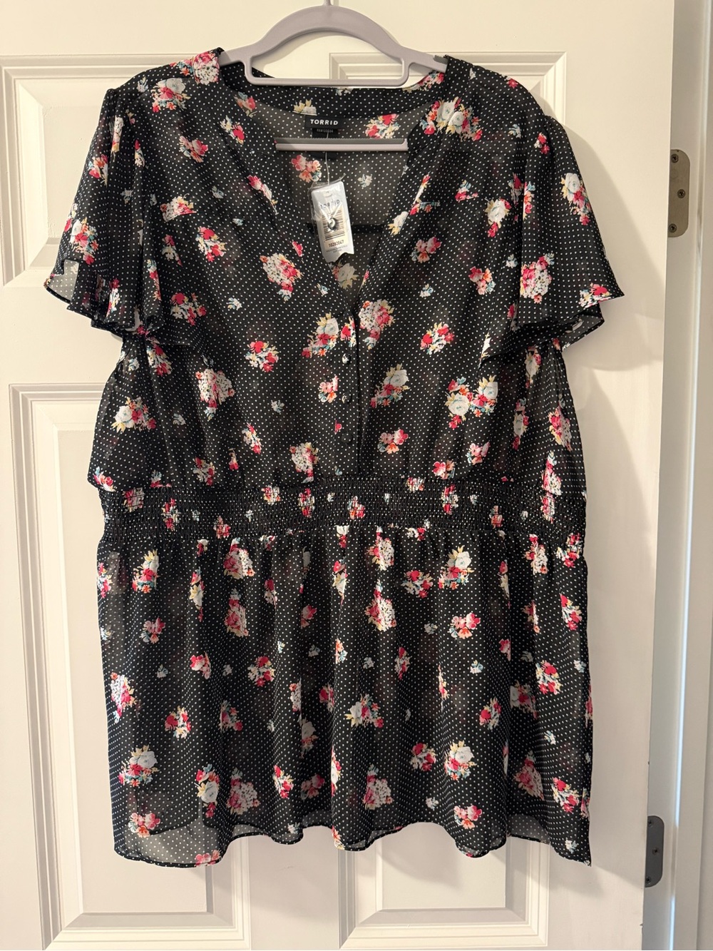Torrid Women’s Floral Flutter-Sleeve Peplum Top
